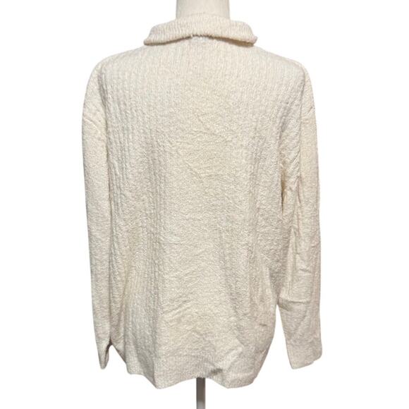 L.L.Bean Cream Bouclé Quarter Zip Pullover – XL Petite Cozy Comfy Quiet Luxury - Picture 4 of 6
